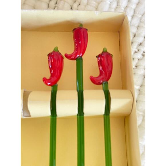 Boston Vintage Retro Warehouse Glass Swizzle Stick Set of 5 - Picture 1 of 6